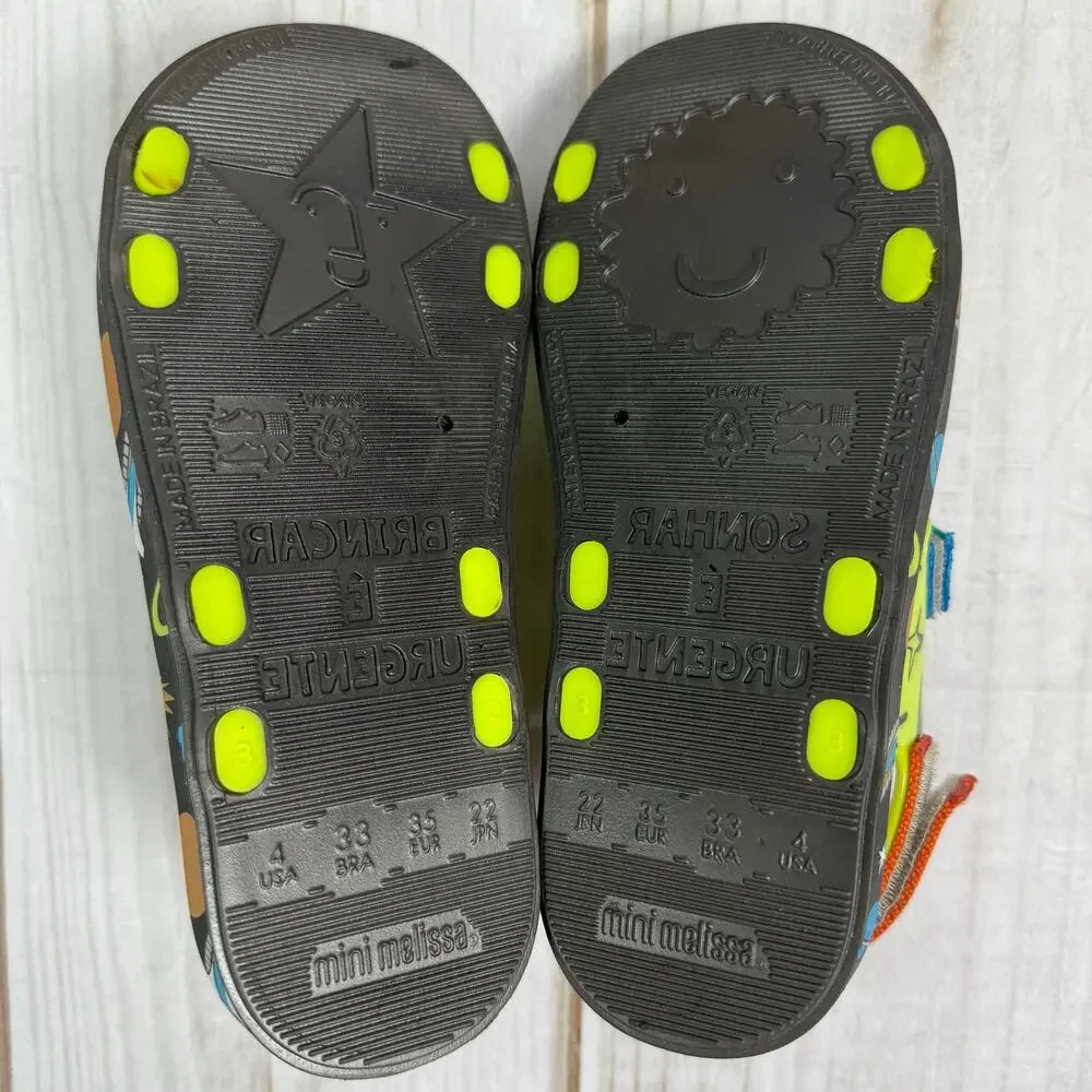 Mini‎ Melissa Fabula Ping Pong Space Sandals Kids Size 4Y